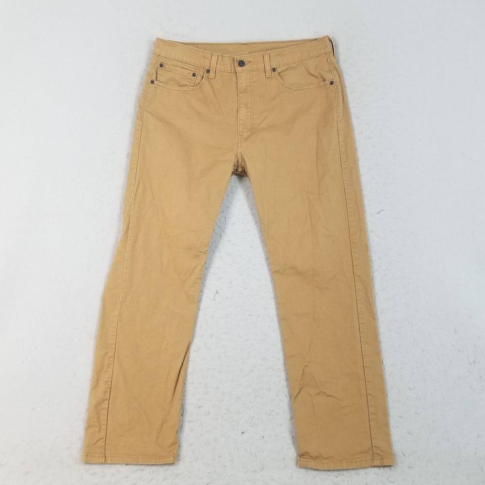 Levi's Pants Mens 36x30 Tan 505 Regular Fit Khaki Cotton Stretch Straight Leg